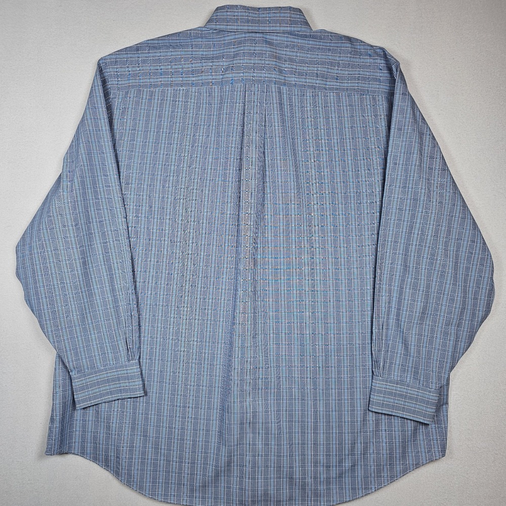 Brooks Brothers Shirt Mens 18.5 34/35 Blue Plaid Button Up Long Sleeve Non Iron - Picture 2 of 6